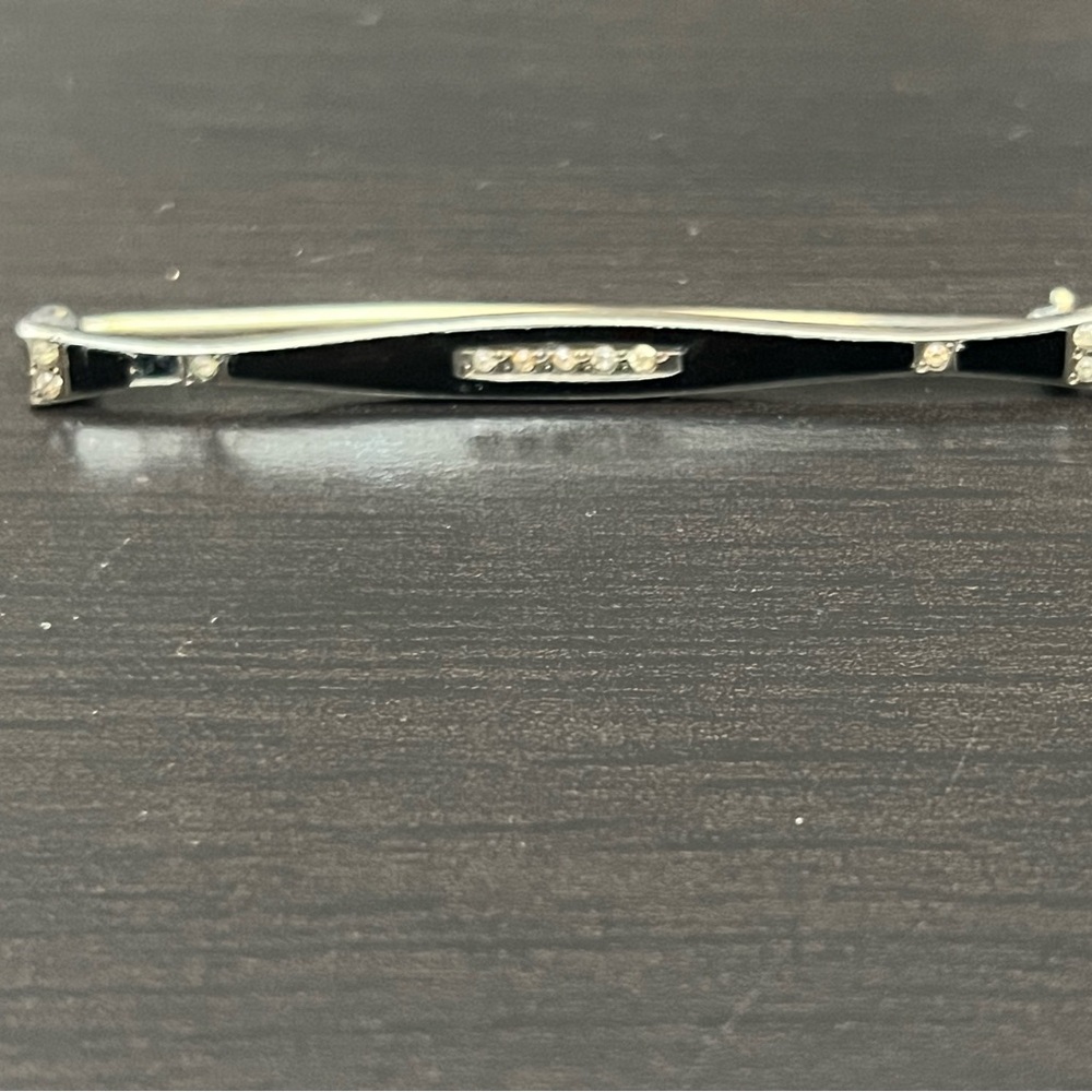 Sterling Rhinestone and enamel pin - Black Inlay
